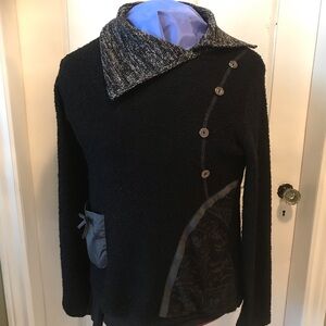 Elegant Black and Gray Women's Cowl Neck Sweater